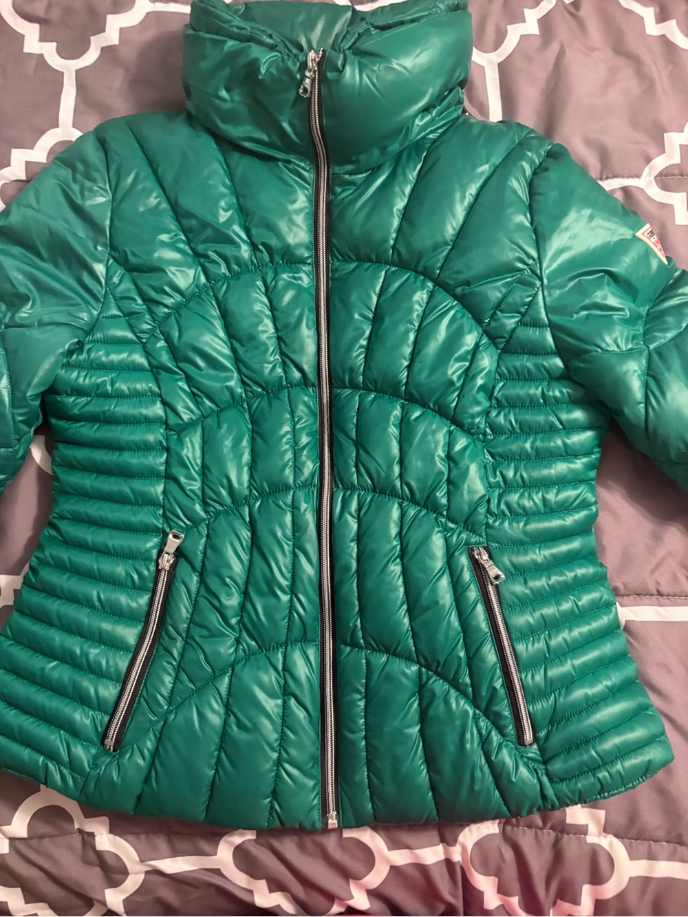 Guess green Quilted Puffer Jacket